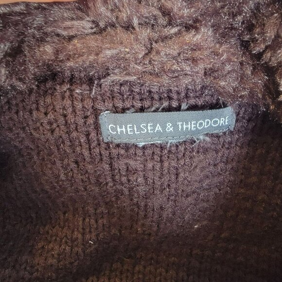 ❤️CHELSEA & THEODORE M Women's Brown FAUX FUR TEDDY Coat Cardigan Sweater Jacket - Picture 6 of 8
